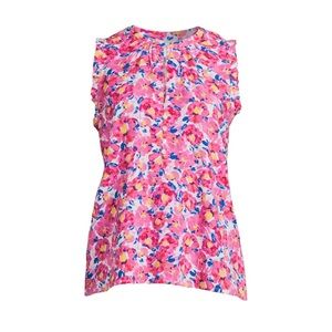 Floral Ruffle Trim Top